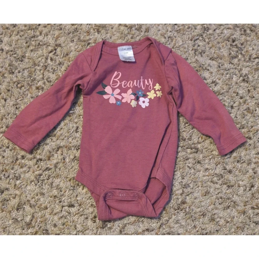 Bundle Of 6 Long Sleeve Bodysuits Baby Size 0-3 Months Carters/Disney/Cutie Pie